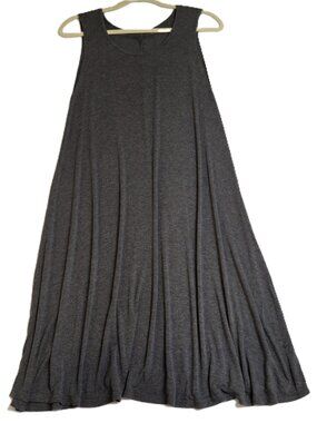 A-Line Sz M Swing Dress Grey Round Neck Sleeveless Stretch Jersey